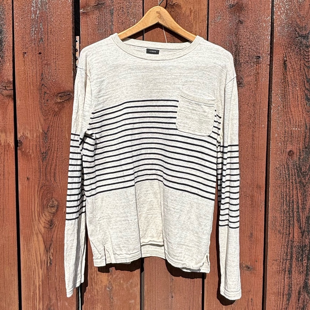 J.Crew - striped crewneck pocket sweater